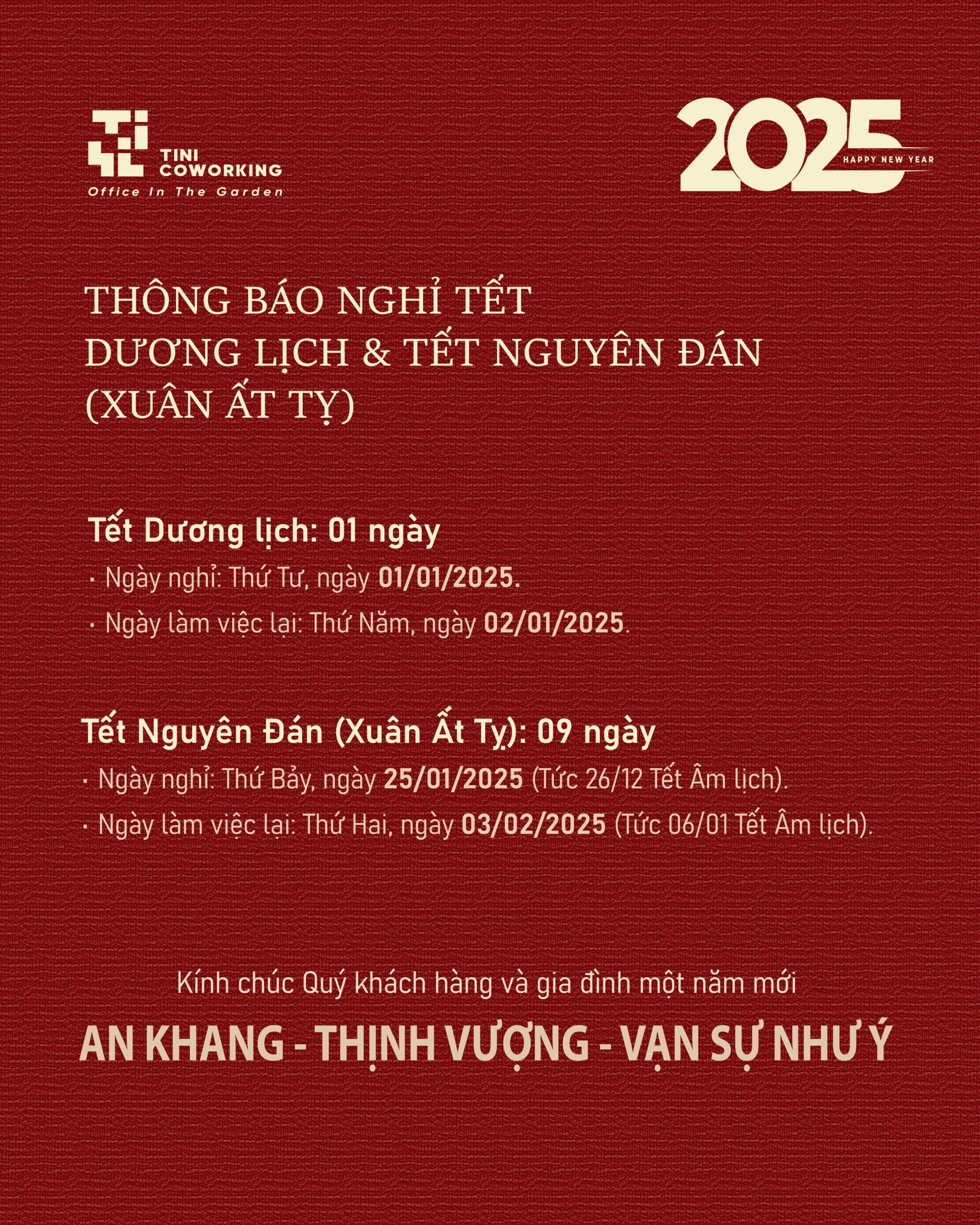 thông báo nghỉ lễ